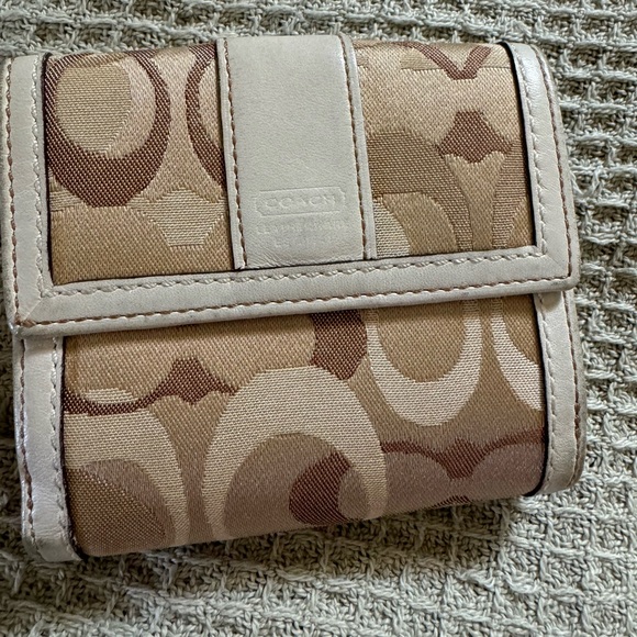 Coach Handbags - Small COACH White/Beige wallet with Big C, fits in medium/large handbags or tote